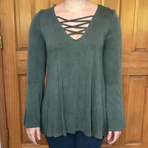 Green Criss-Cross Blouse